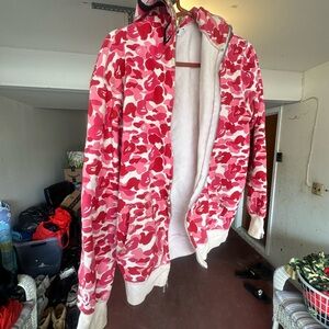 Pink Bape Hoodie l Zip-Up Hoodie Jacket Size Medium